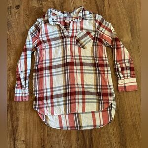 Merona Women’s Plaid Button Down Shirt - Red, White, and Brown